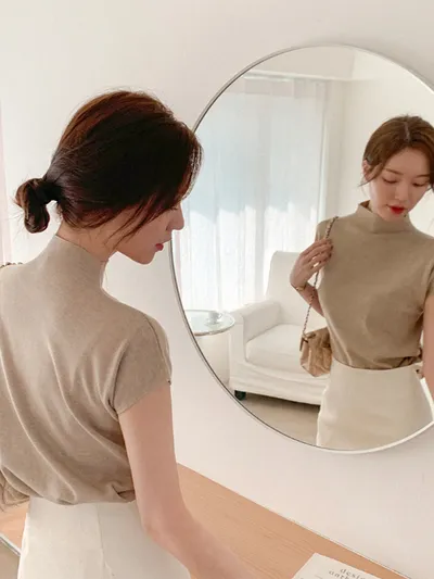 REINE レンヌ リウム キャップスリーブ ニット - 5色展開の通勤・結婚式スタイル 画像 8