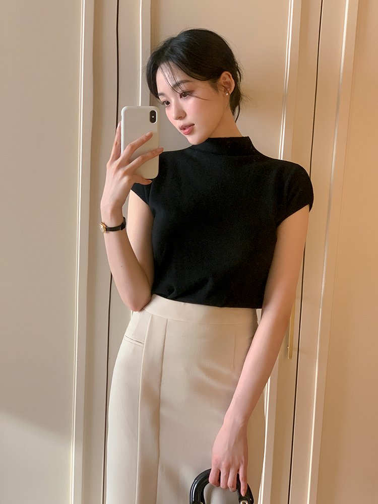 REINE レンヌ リウム キャップスリーブ ニット - 5色展開の通勤・結婚式スタイル 画像 3