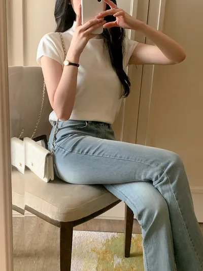 REINE レンヌ リウム キャップスリーブ ニット - 5色展開の通勤・結婚式スタイル 画像 5