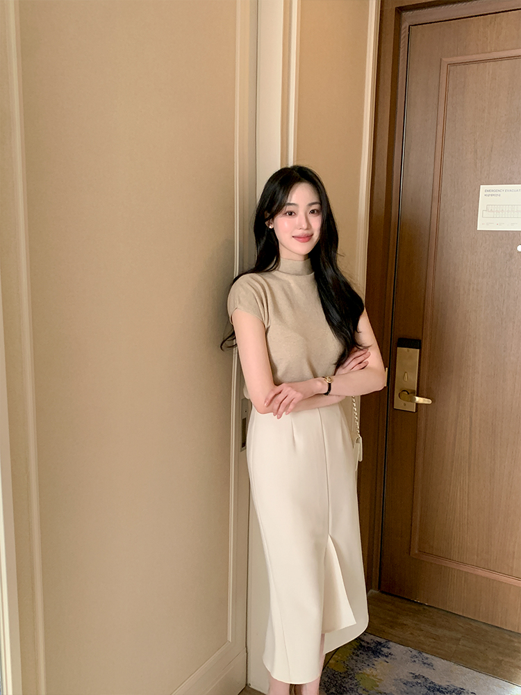 REINE レンヌ リウム キャップスリーブ ニット - 5色展開の通勤・結婚式スタイル 画像 7