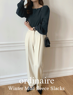 [지그재그] [ordinaire] 윈터 머드 기모 슬랙스 (2colo숏·롱/XS-L/단독주문시당일발송) (기모바지 추천)