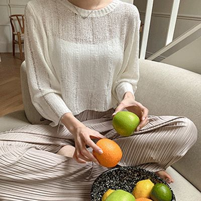 ATTRANGS アットランス 夏用 8部袖 ワイドフィット クロップニット 画像 1