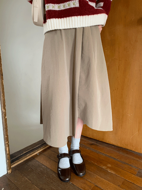 팜므뮤즈 Unbalance Flare Banding Long Skirt(3Colours)