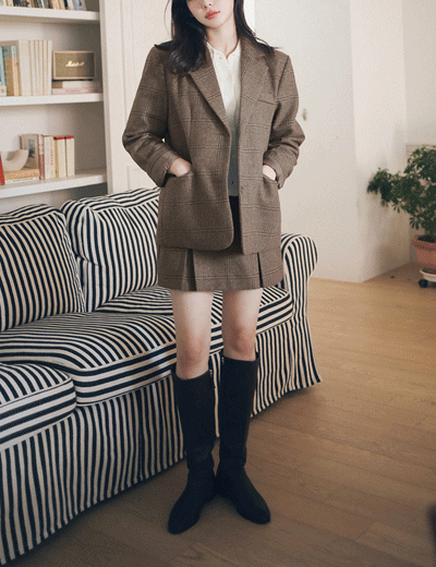 Autumn mute check skirt