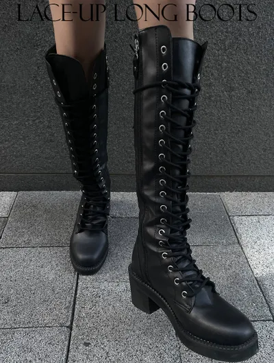 Lace up long boots