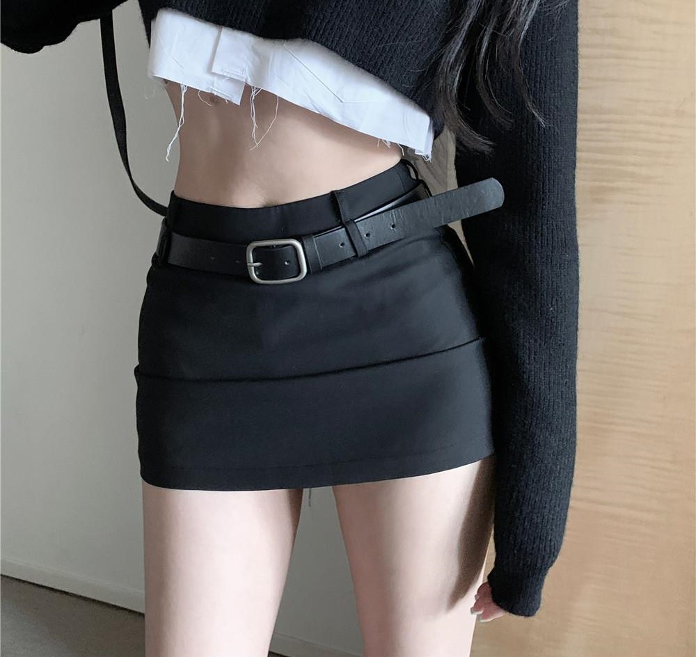 하이웨스트 벨트 슬림핏 숏기장 h라인 똥꼬 치마바지 섹시 캐주얼 클럽 파티룩 데일리룩