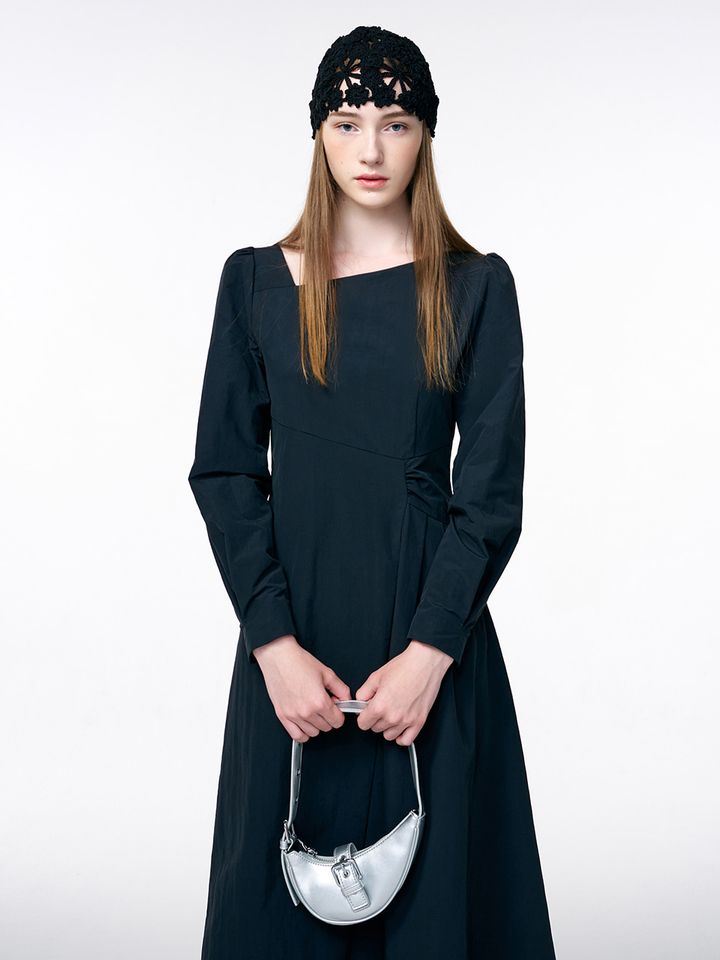 ワンピース ETMON Unbalance Line Pintuck Dress, Black 에트몽 Unbalance Line Pintuck Dress, Black