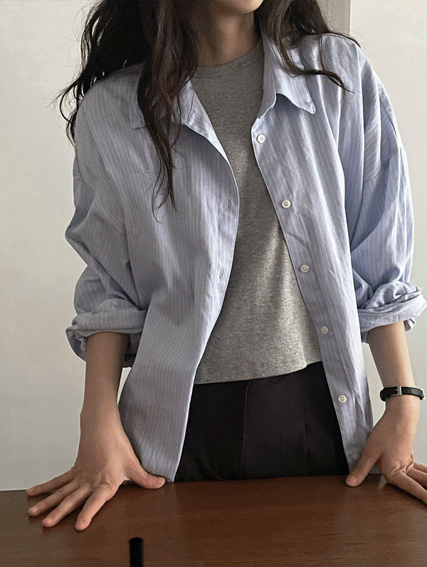 오브이베브 Berry striped shirt스트라이프셔츠/루즈핏셔츠