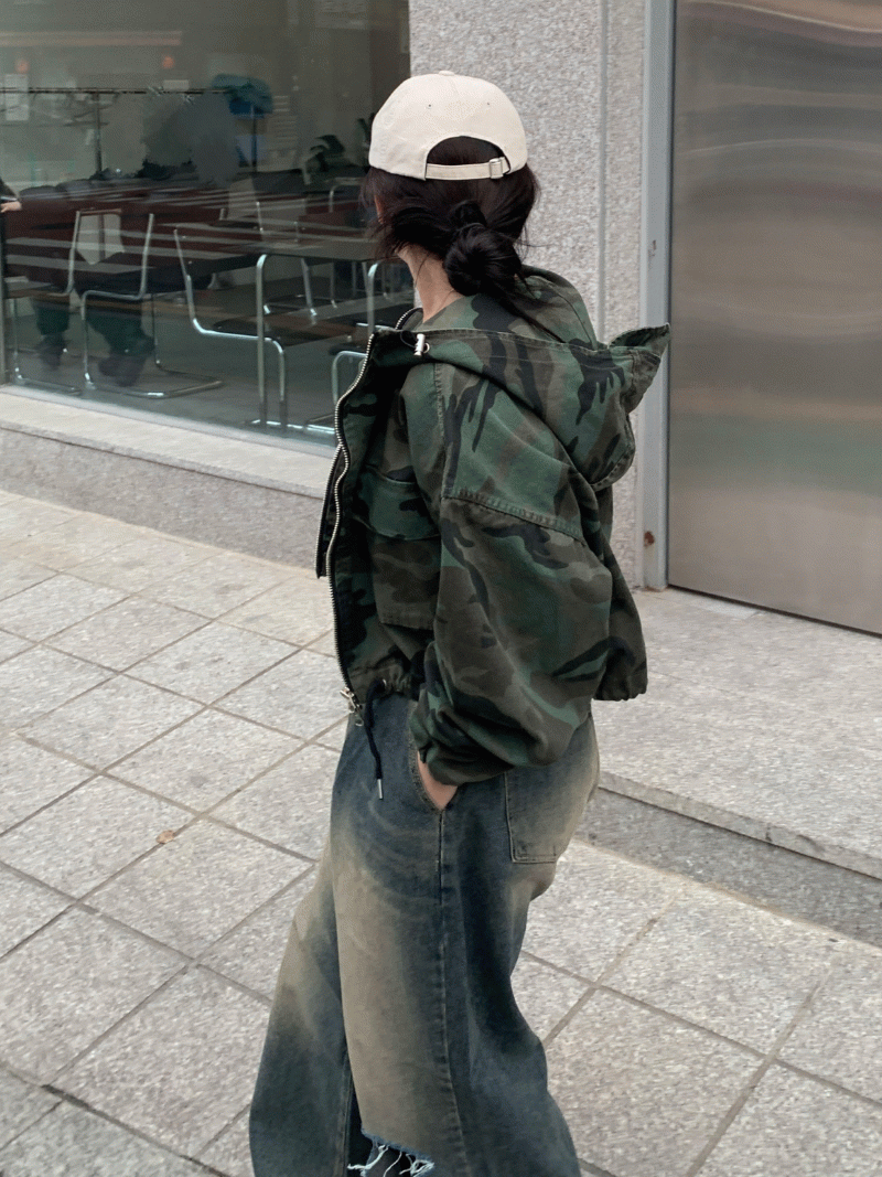 카모 크롭 후드점퍼(2C)