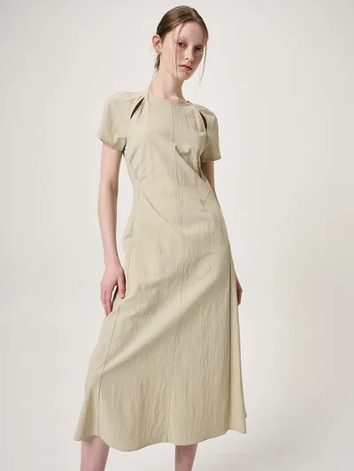 ワンピース ETMON Raglan Slit Detail Dress, Light Khaki 에트몽 Raglan Slit Detail Dress, Light Khaki