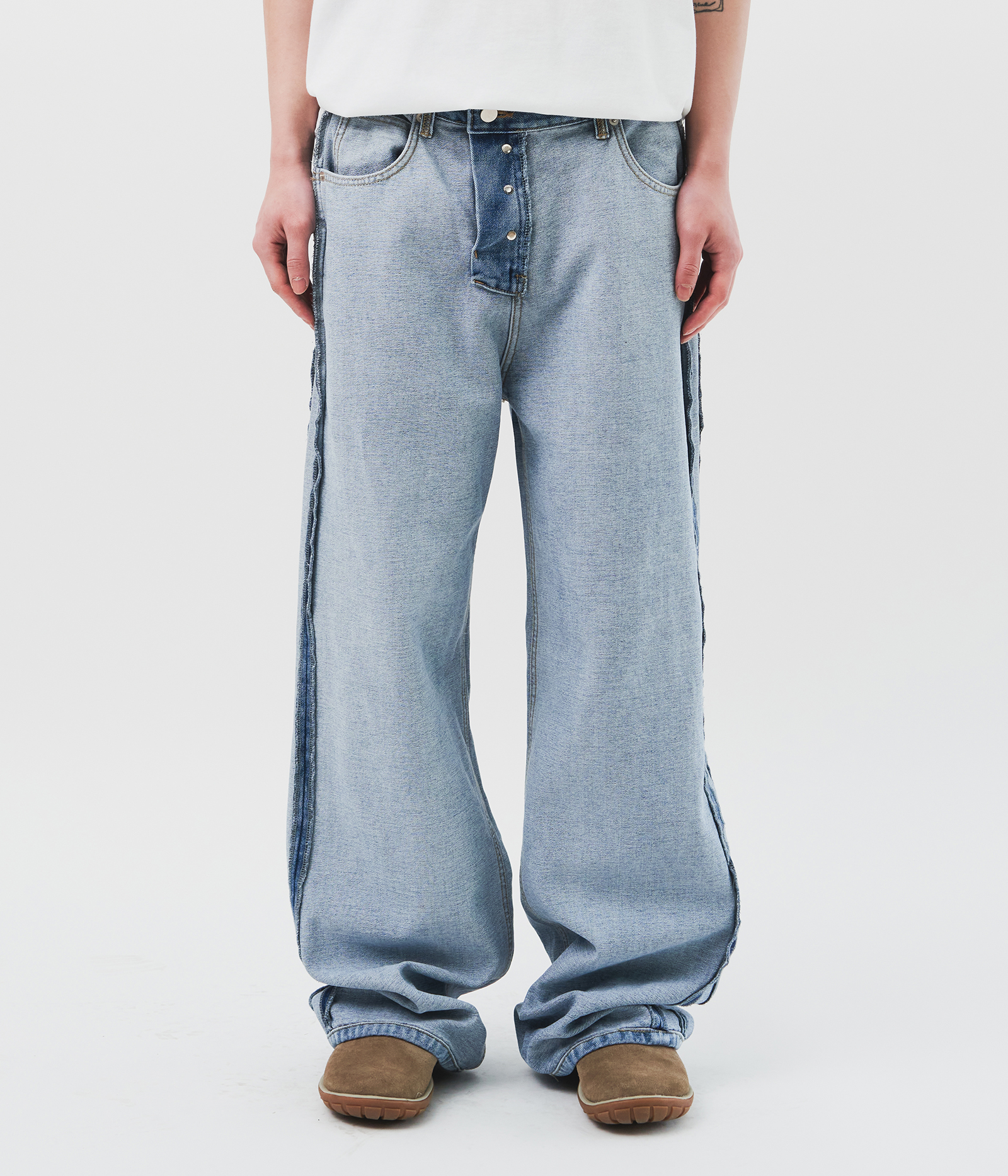 【HI FI FNK】Reverse Wide Denim HI FI FNK】Sand Dark Wide Jeans (HI FI FNK/デニム・ジーパン