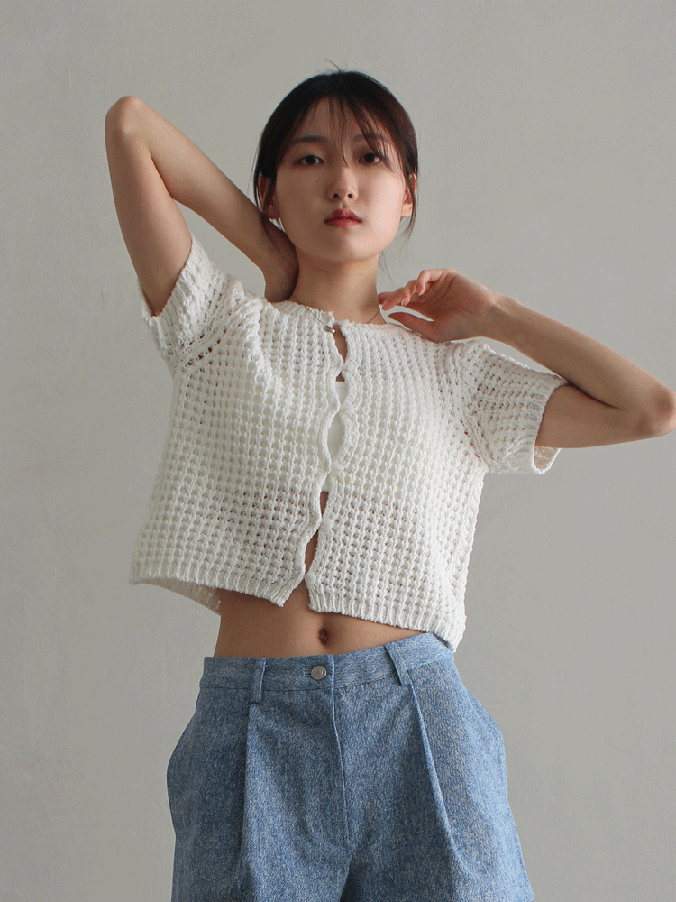 Waffle knit cardigan