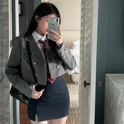 교복 보지 사진 마이데이트 하이틴 Y2K 놀이동산 스쿨룩 교복 투피스 세트 (2size)