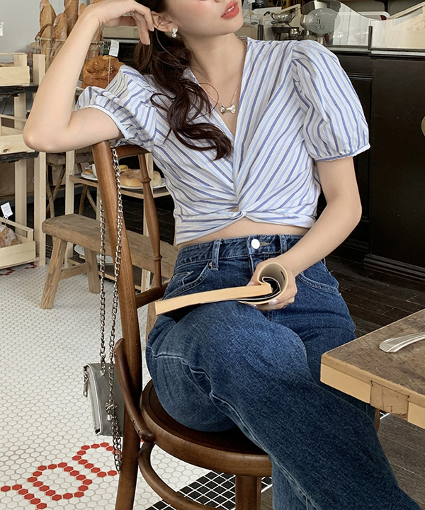 [퍼브 키즈] 롤 넥 블라우스 멀티 스트라이프 0224 AW[OL] main image 0