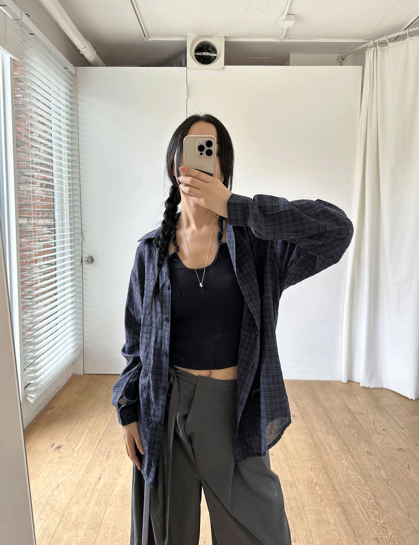 受注制【youll】sheer check shirt (3color) main image 0