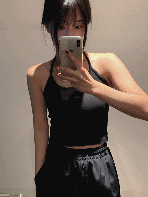 홀터넥 골지 sleeveless 2color