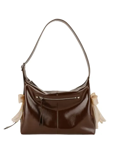 Pillow ribbon bag chocolate brown