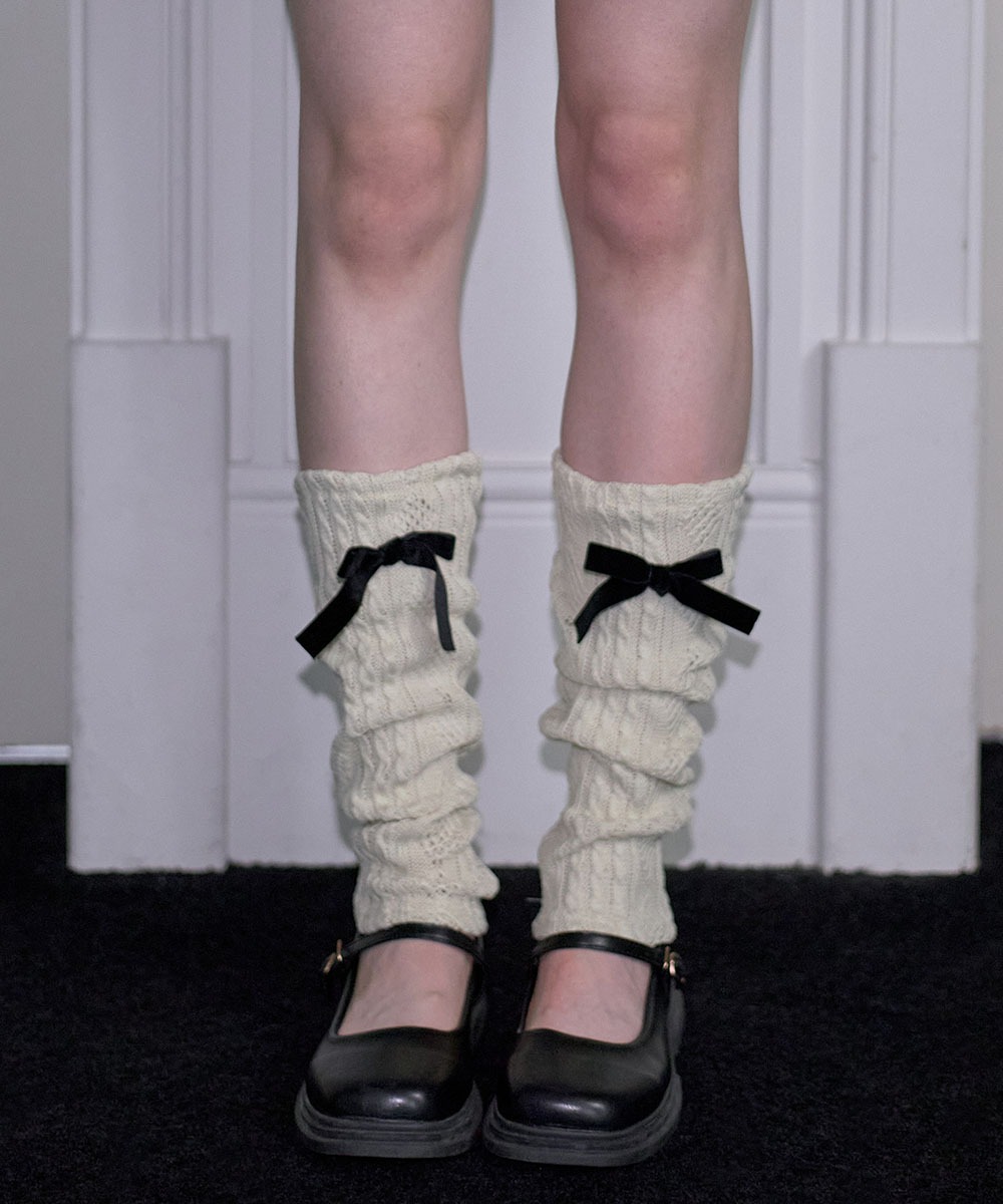 로제프란츠 Ribbon Knit Leg Warmer [Beige]
