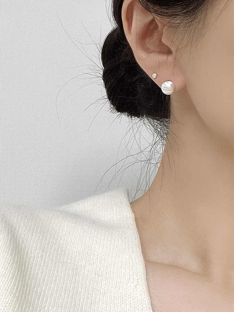 알로하마린느 925 silver matt cotton ball earring