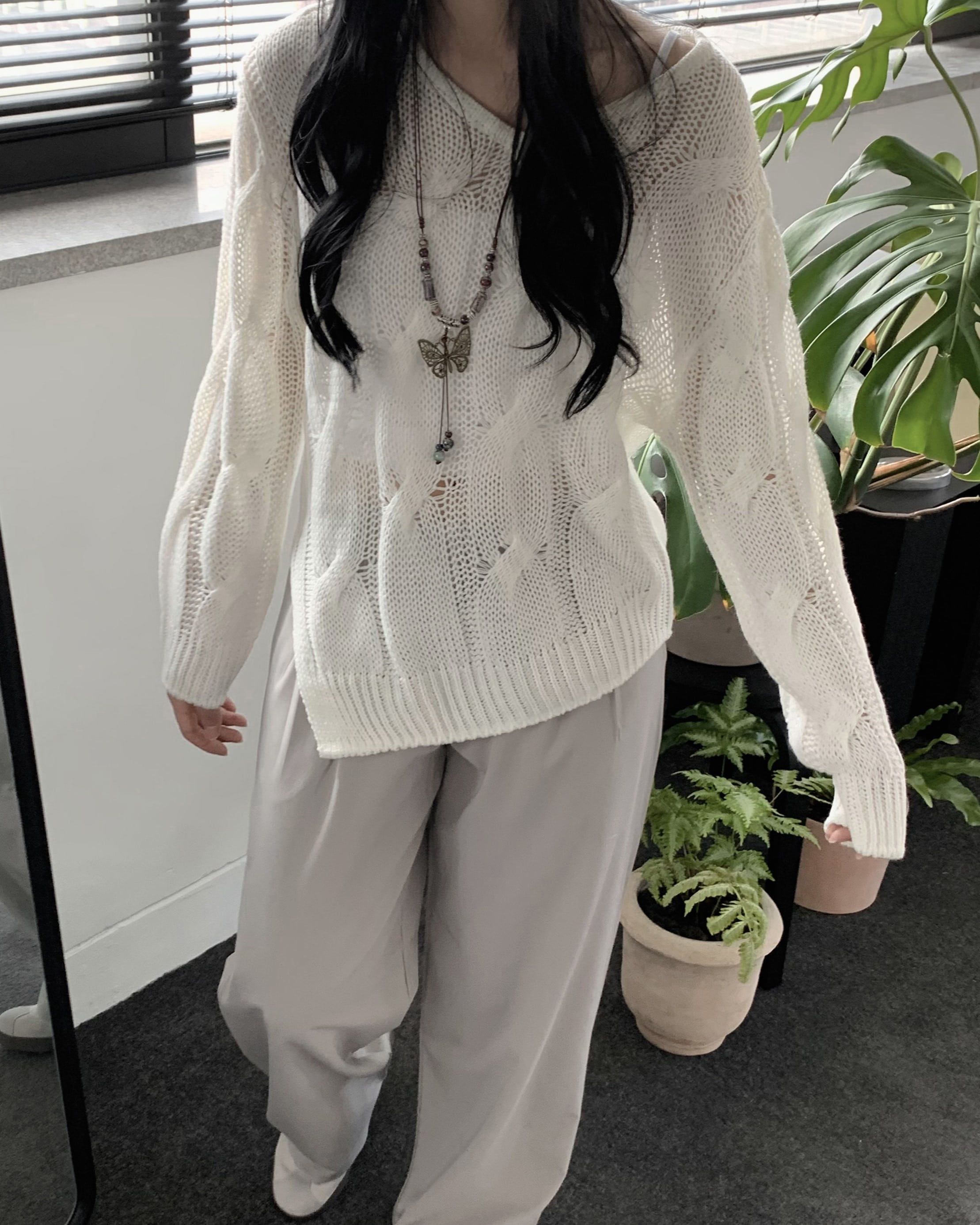 tannat ぎこちない unbalance layered knit / ivory