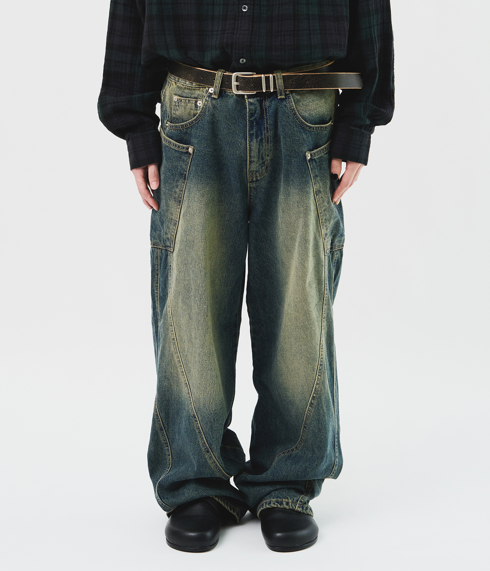 【HI FI FNK】Drift Line Wide Denim 하이파이펑크 Drift Line Wide Denim (2color)