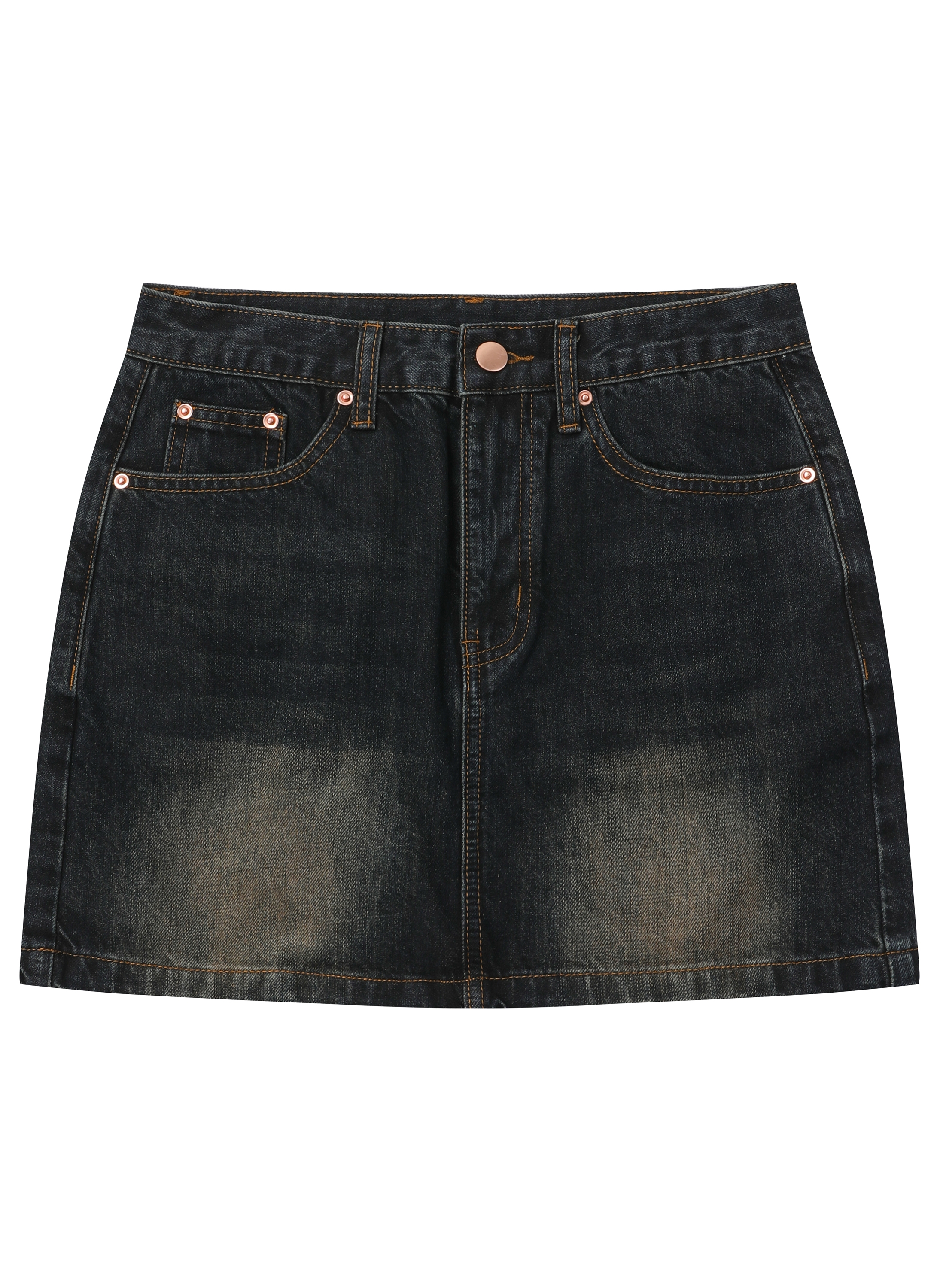 【MUCENT】CRAIL BACK POCKET BIG LOGO DENIM SKIRT_2colors ☆韓国☆［MUCENT］CRAIL BACK POCKET BIG LOGO DENIM SKIRT S-L