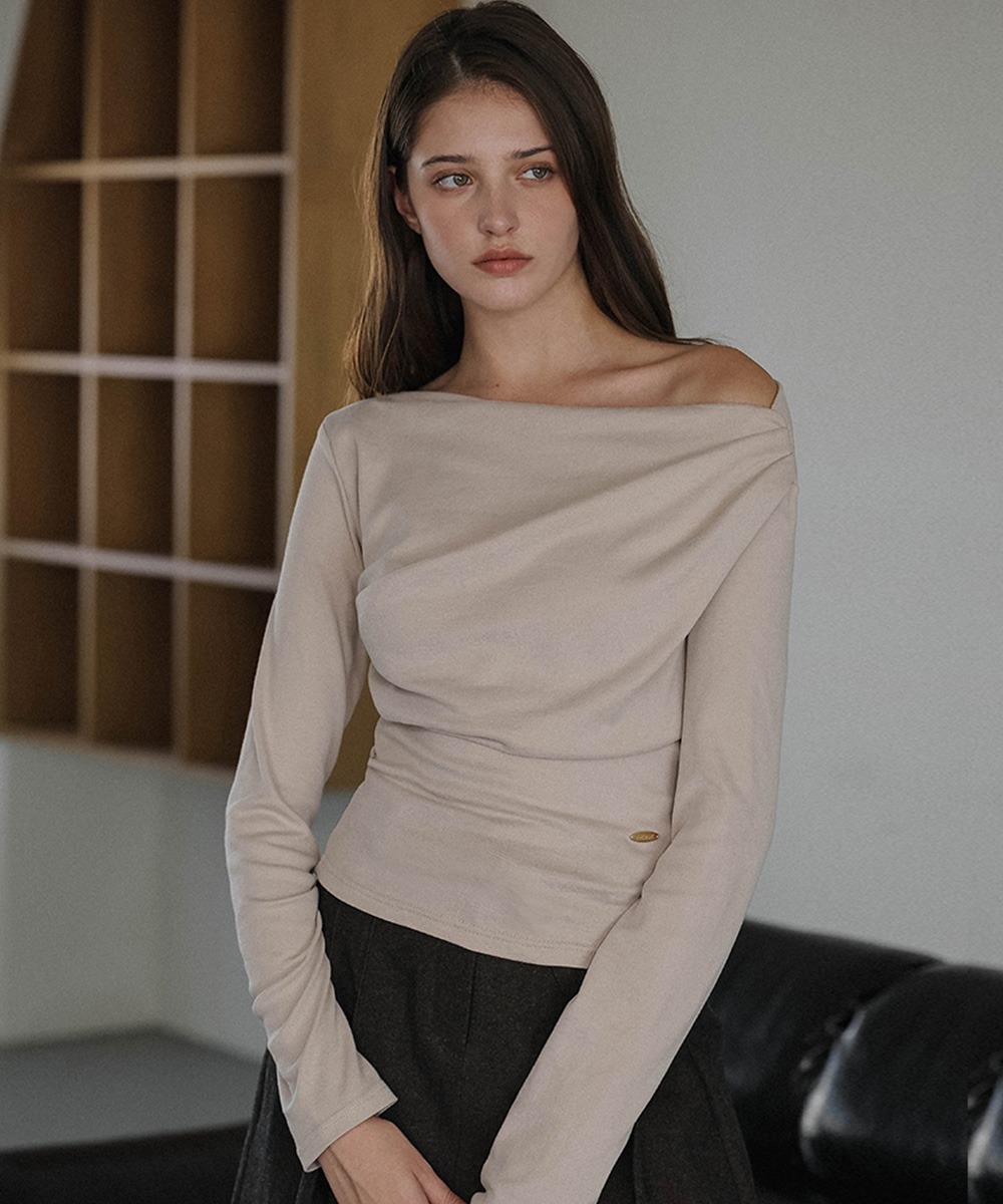 드헤베 One Off-shoulder Sleeve [Beige]