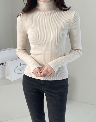 바이단미 골지 폴라 니트 color (목폴라 터틀넥 슬림핏 봄 가을 겨울 - Main Image