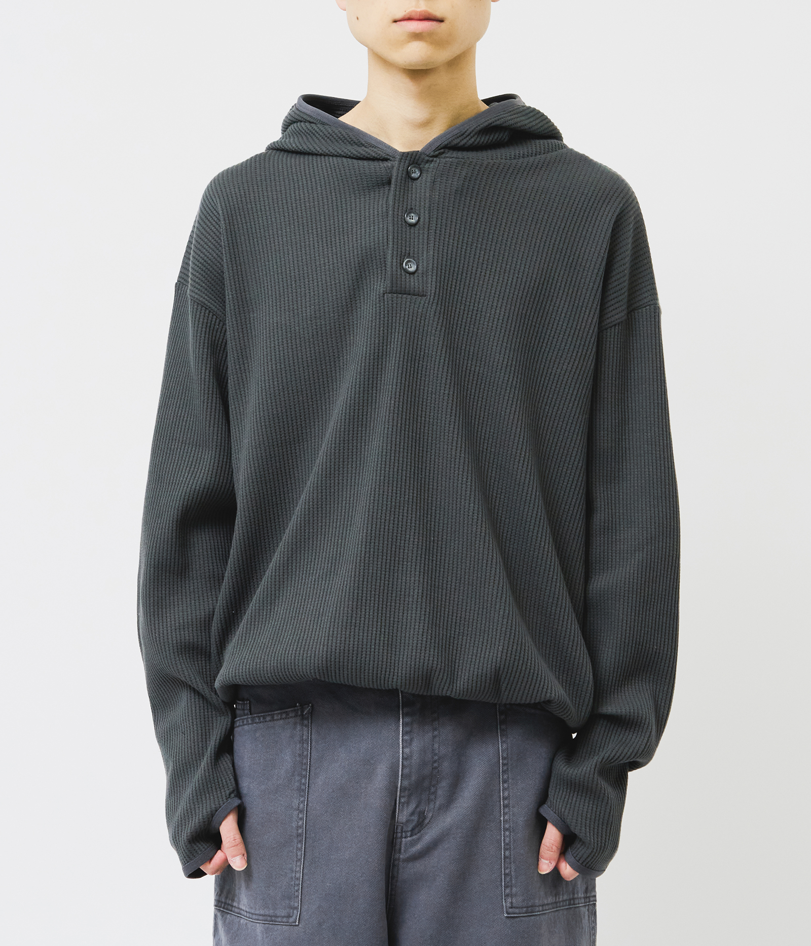 하이파이펑크 Met Henley Waffled Hoodie (3color)