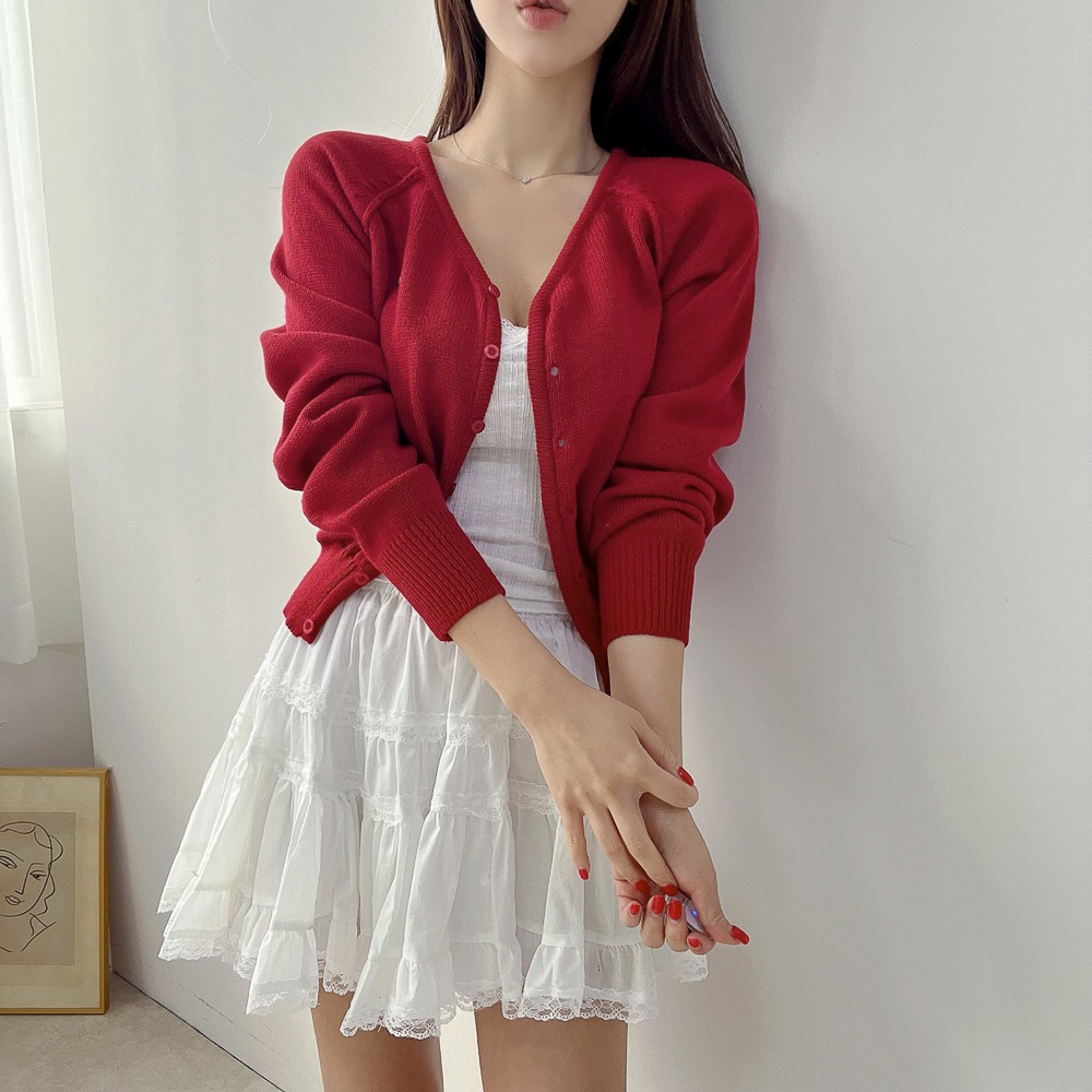Red Cardigan and White Dress
