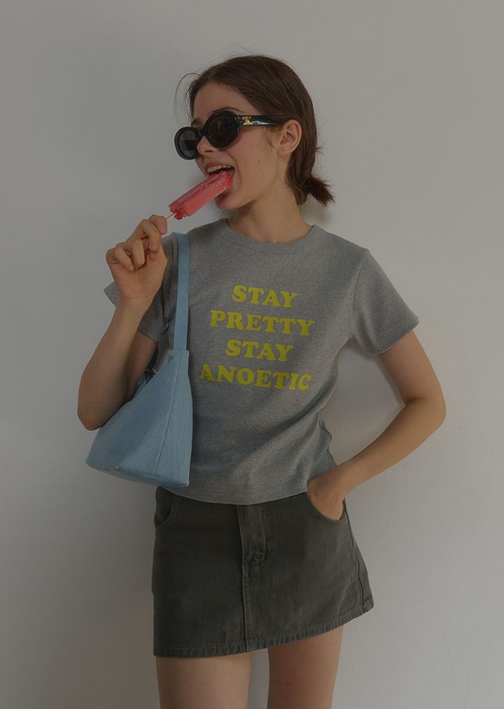 ANOETIC★ANC STAY PRETTY T-SHIRT 아노에틱 ANC STAY PRETTY T-SHIRT_GREY