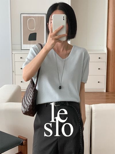 SLOWLIST スロウリスト 夏ニット 基本ベーシック 半袖ニット 画像 1