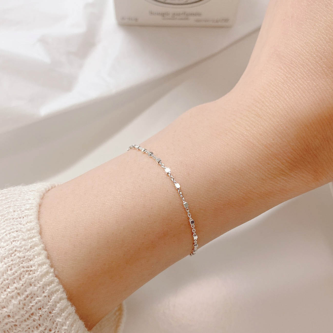 [당일/순은]사각볼 체인 실버925 은팔찌 pur bracelet