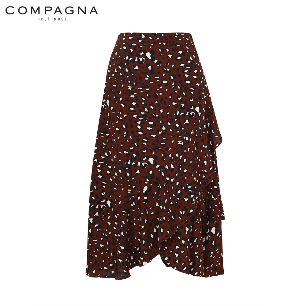 포스티 - [꼼빠니아]호피무늬 랩 러플 스커트-CF19QC0302784B