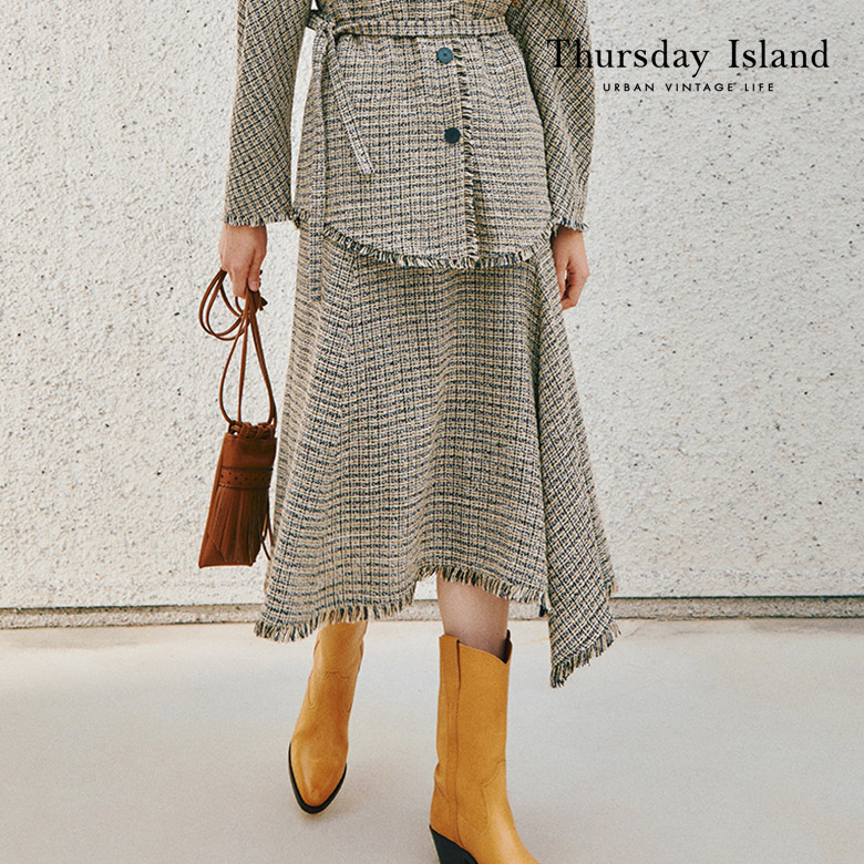 포스티 [Thursday Island] 여성 트위드 언밸런스 스커트(T206MSK132W)