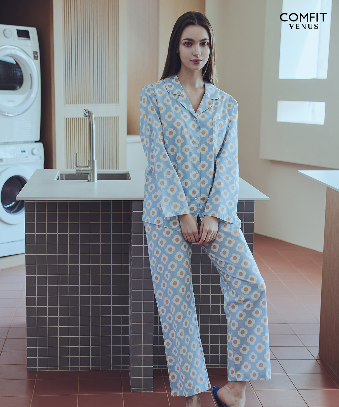 블루 꽃나염 파자마(SYPAE031W)