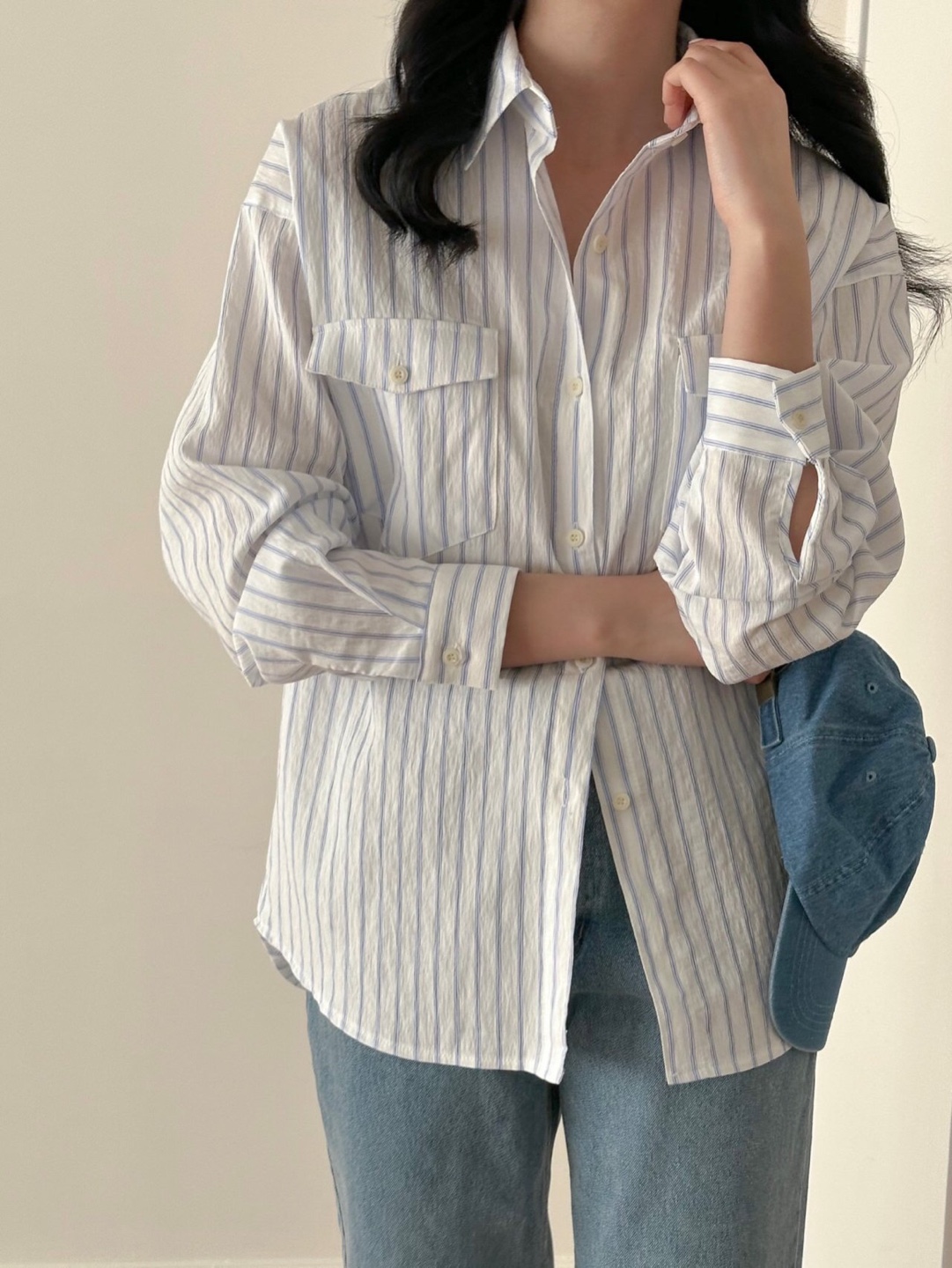 [타이니코튼] 스트라이프 셰르파 스웻셔츠 그린/네이비 AW25-375-S29
