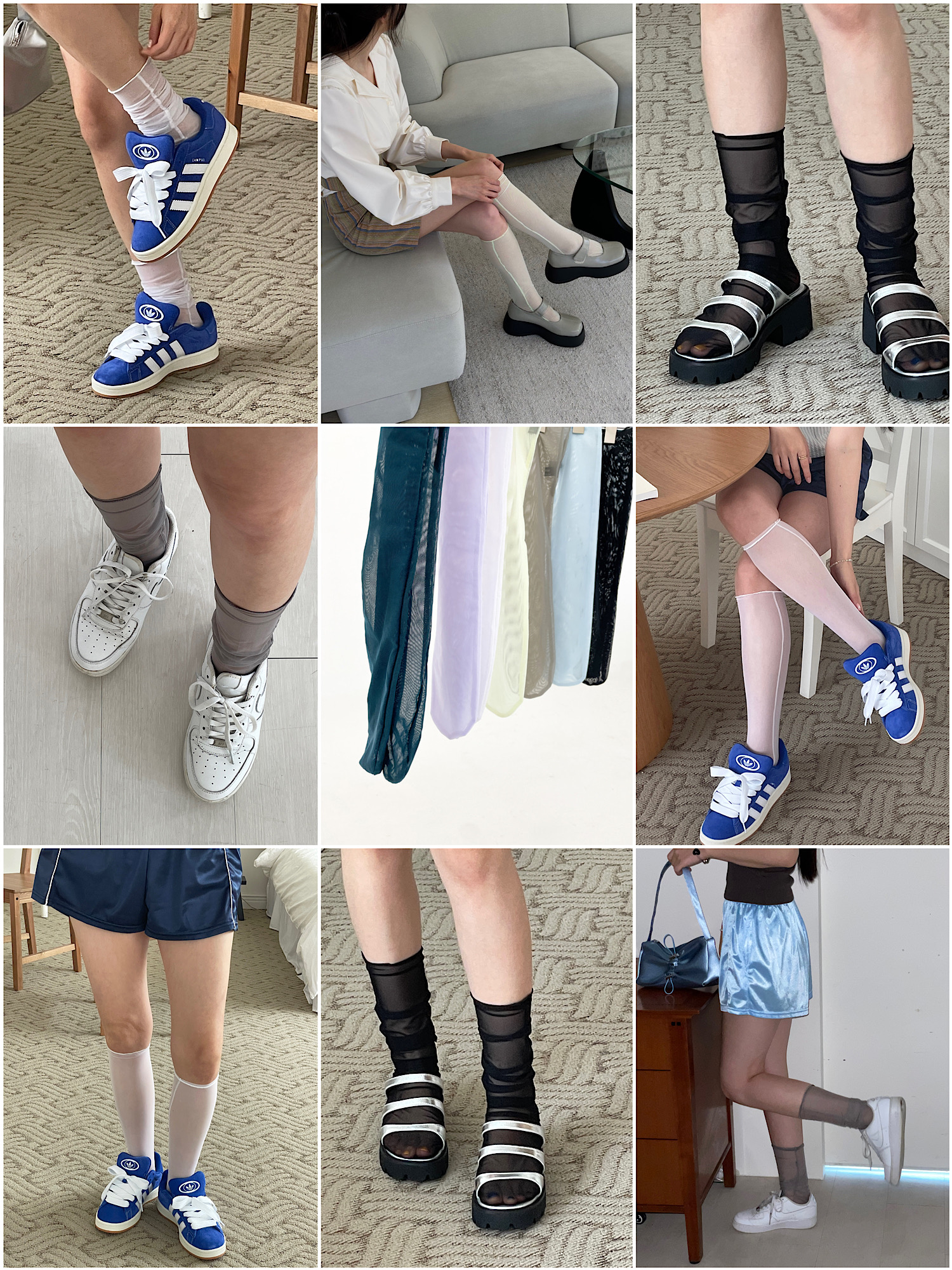 패션 바이 카카오 | ﻿로웰sox 여름 시스루 미디 니삭스 주름 반스타킹 레그워머 무릎 발토시 양말 삭스(7col)