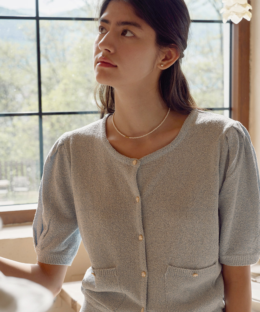 H Julia Melange Boucle Cardigan_Soda