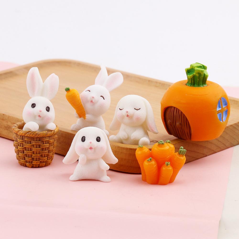 탑백화점 귀여운 토끼가족 피규어 미니어처 7종 거실 화분 꾸미기