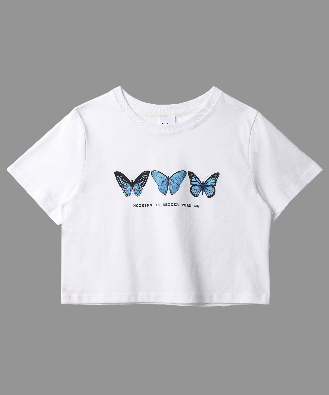 낫띵이즈베럴댄미 [크롭]BUTTERFLY XRAY TEE_white [ 화이트/블랙/네이비/스카이블루 ]