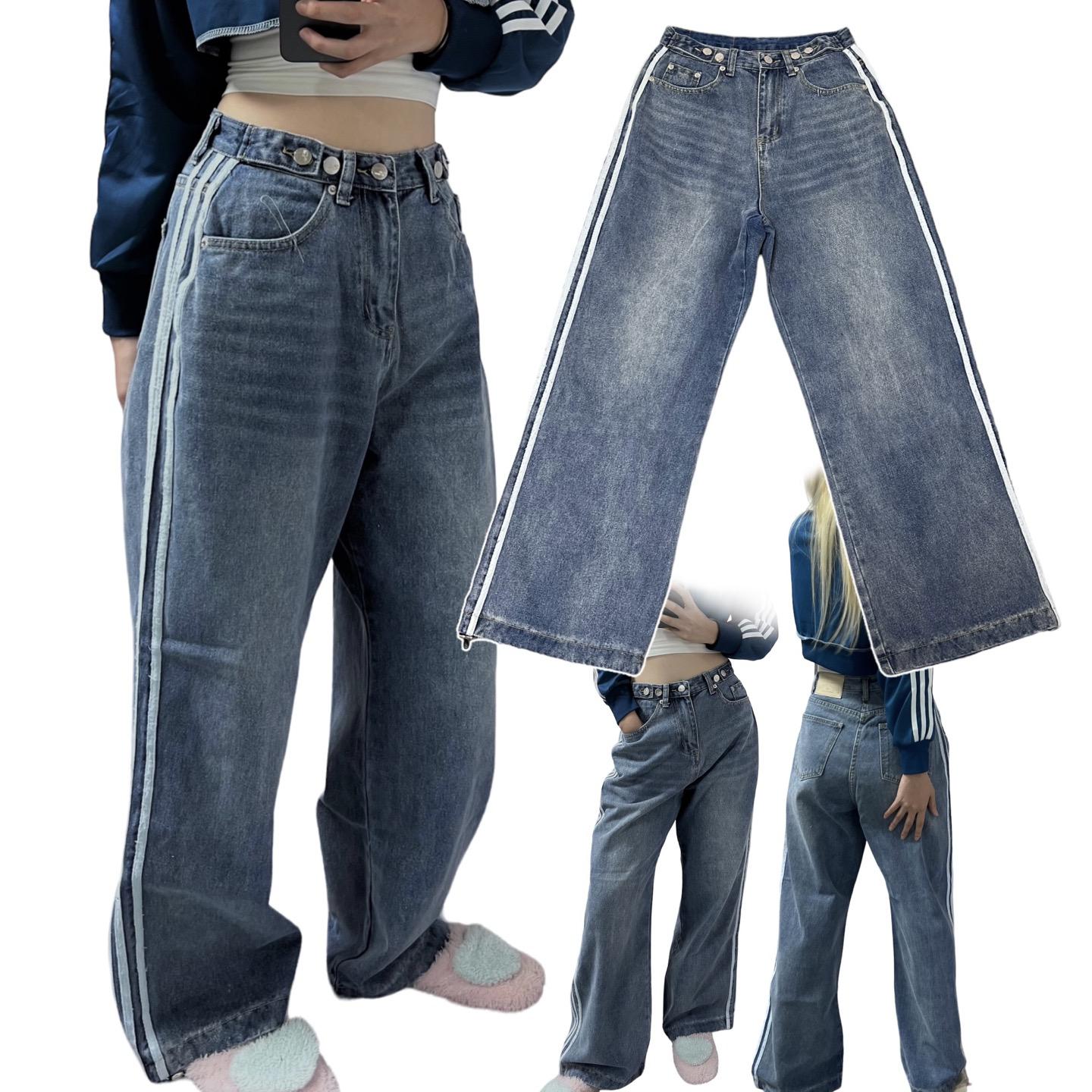 Three line string snap denim pants (1color)