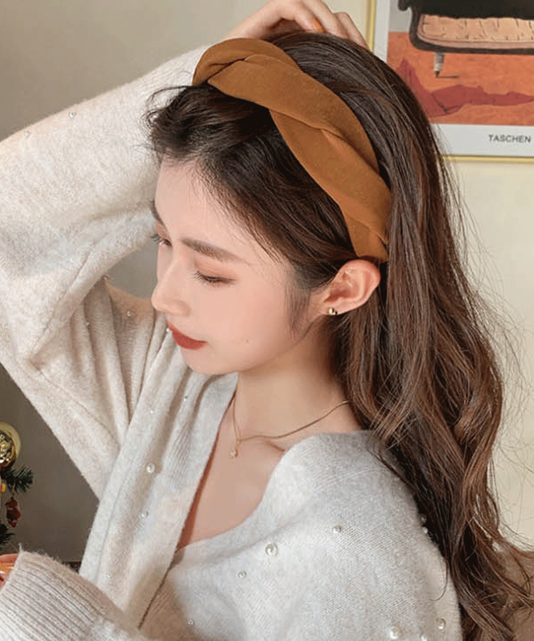 꼬임 꽈배기 터번 머리띠 넓은 헤어밴드 4컬러