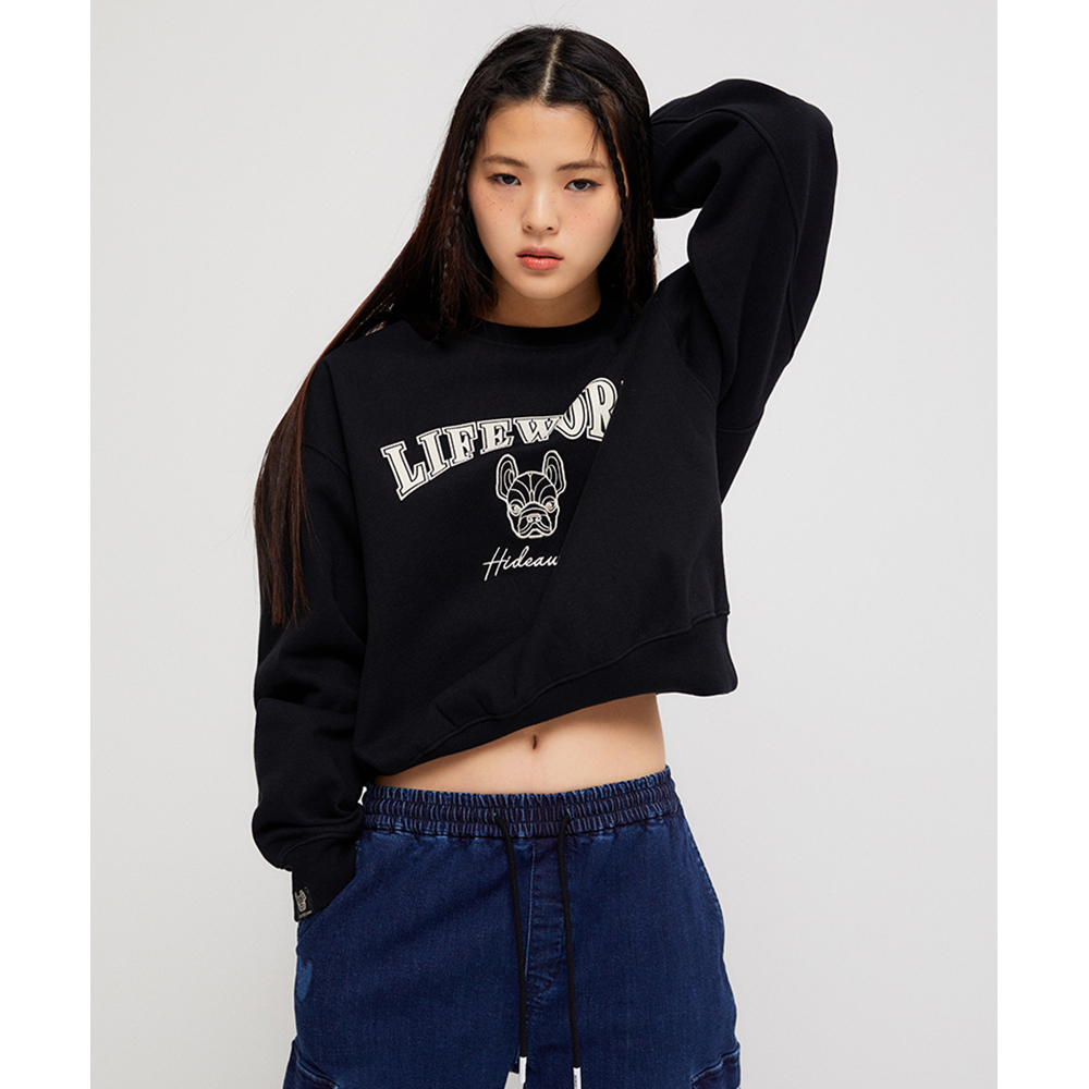 [라이프워크] 여성) 아치로고 자수 기모 숏 맨투맨_LW234MT817