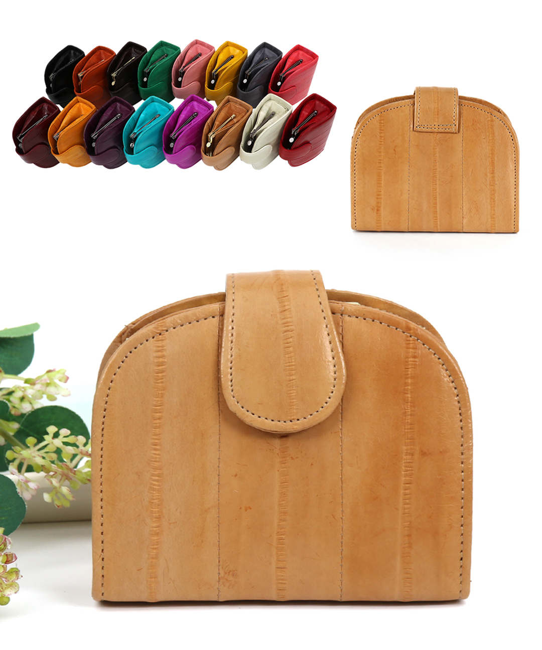 안나지 W19 반달 반지갑 장어 가죽 지갑 카드 동전 코인 여자 여성 버즈 에어팟 이어폰 파우치 수납 빈티지 예쁜 가벼운 지갑 선물