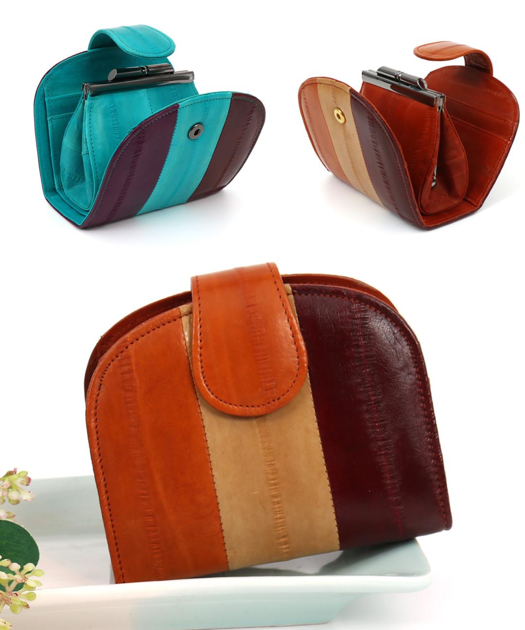 안나지 W19 반달 반지갑 장어 가죽 지갑 카드 동전 코인 여자 여성 버즈 에어팟 이어폰 파우치 수납 빈티지 예쁜 가벼운 지갑 선물