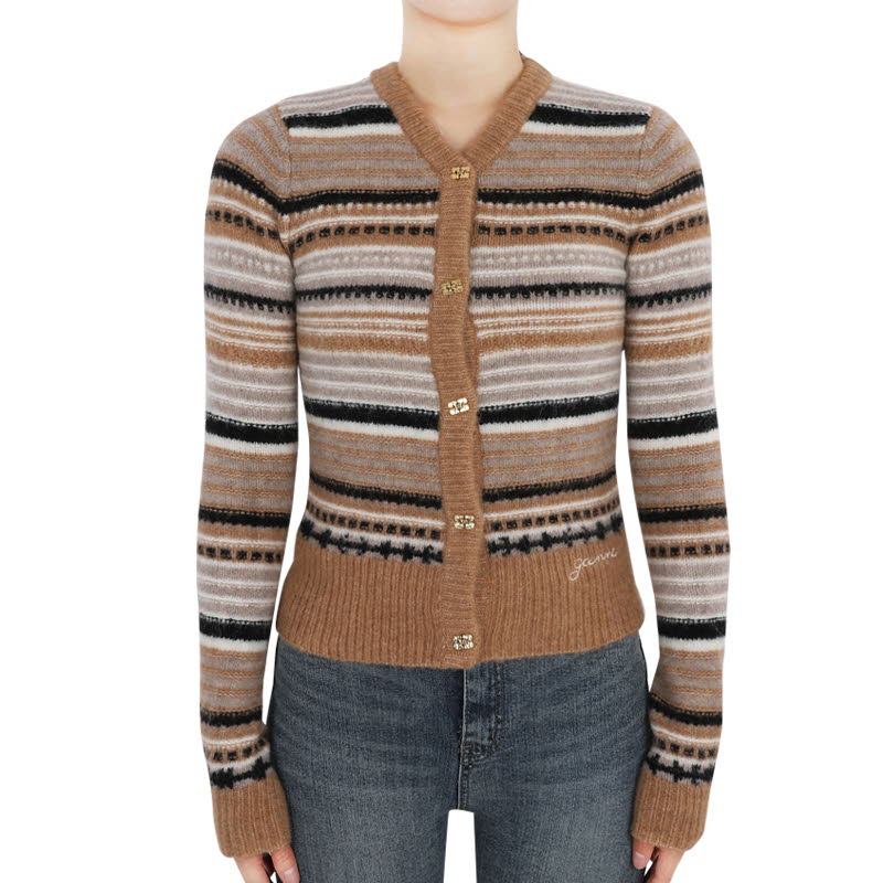 디몬트 가니 여성 스트라이프 소프트 울 가디건(베이지) K2235 177