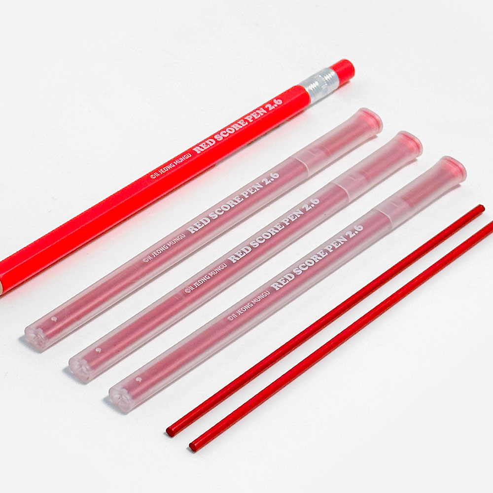 도아브스토어 빨간 채점펜 2.6mm 리필심 샤프식 채점색연필 빨간색연필