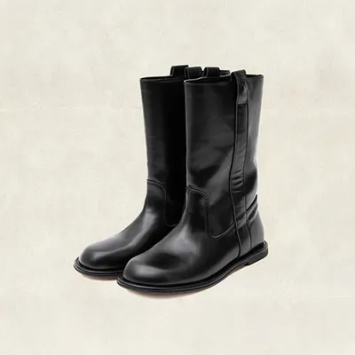 ☆韓国の人気☆【ROLAROLA X ATT】☆LEATHER MIDDLE BOOT.S☆ 로라로라 ROLAROLA X ATT LEATHER MIDDLE BOOTS BLACK