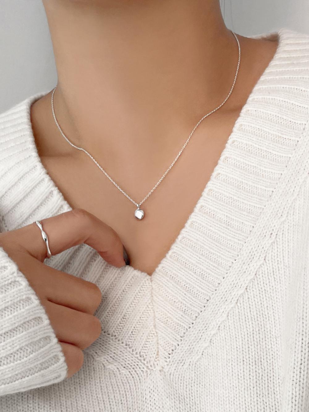 키스래빗 [무배/실버925] 클린 코인 버튼 은목걸이